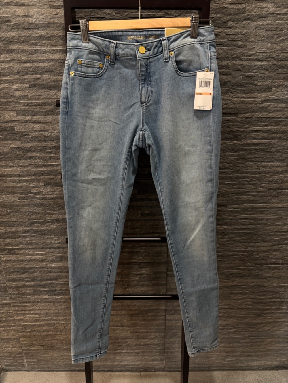 Michael Kors Light Blue Skinny Jeans with Gold Hardware